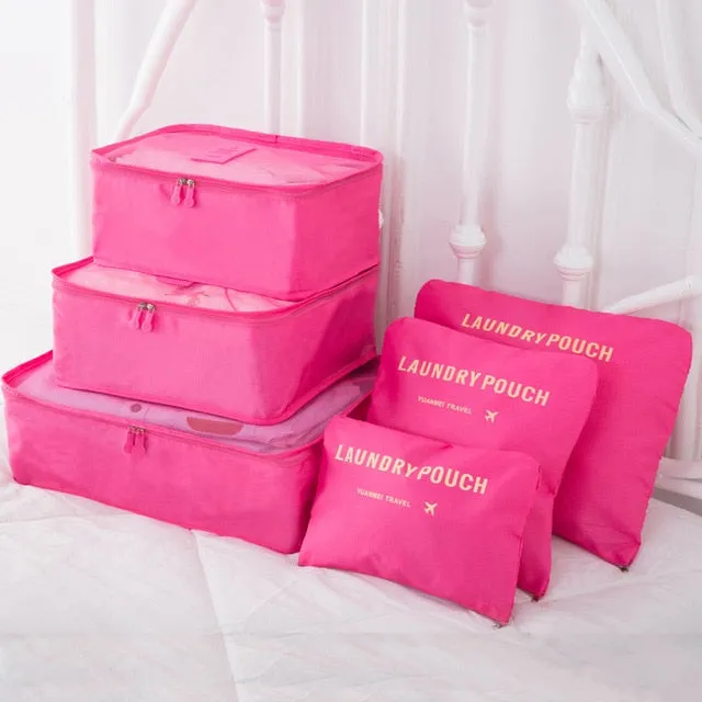 Mara's Dream 6pcs Polyester Packing Cube Women Travel Bag Waterproof Luggage Clothes Tidy Pouch Organizer Large Capacity Durable