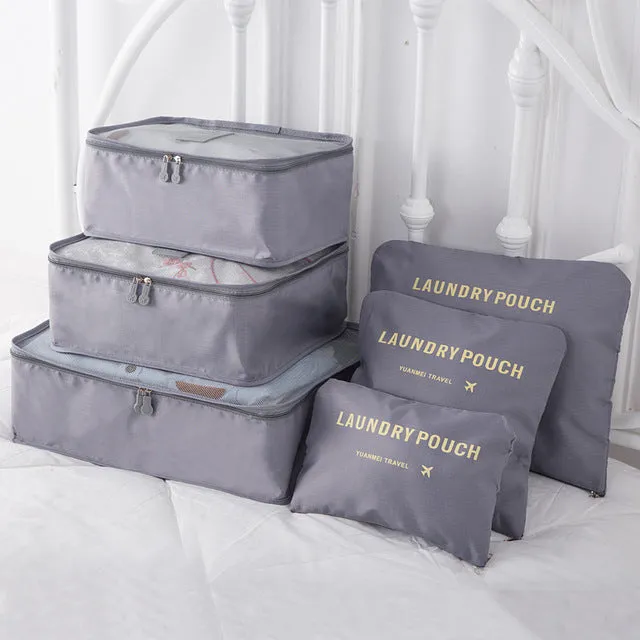 Mara's Dream 6pcs Polyester Packing Cube Women Travel Bag Waterproof Luggage Clothes Tidy Pouch Organizer Large Capacity Durable
