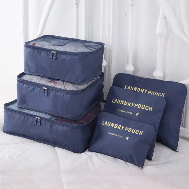 Mara's Dream 6pcs Polyester Packing Cube Women Travel Bag Waterproof Luggage Clothes Tidy Pouch Organizer Large Capacity Durable