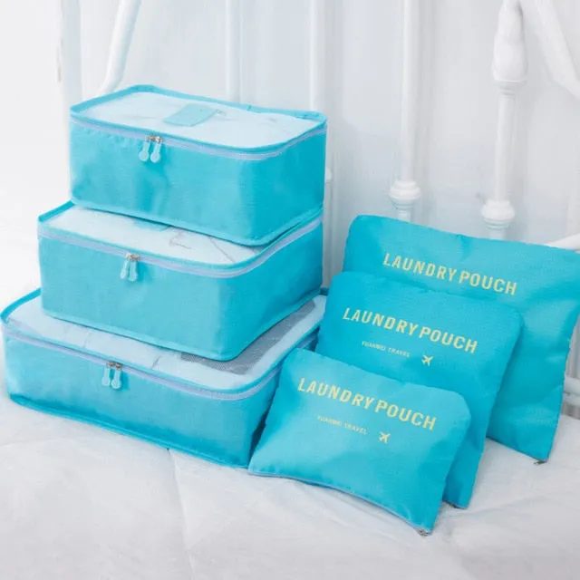 Mara's Dream 6pcs Polyester Packing Cube Women Travel Bag Waterproof Luggage Clothes Tidy Pouch Organizer Large Capacity Durable