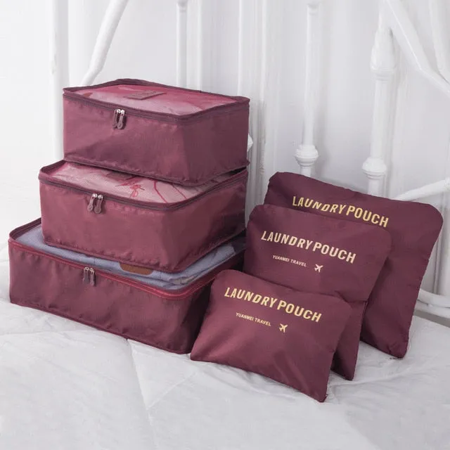Mara's Dream 6pcs Polyester Packing Cube Women Travel Bag Waterproof Luggage Clothes Tidy Pouch Organizer Large Capacity Durable