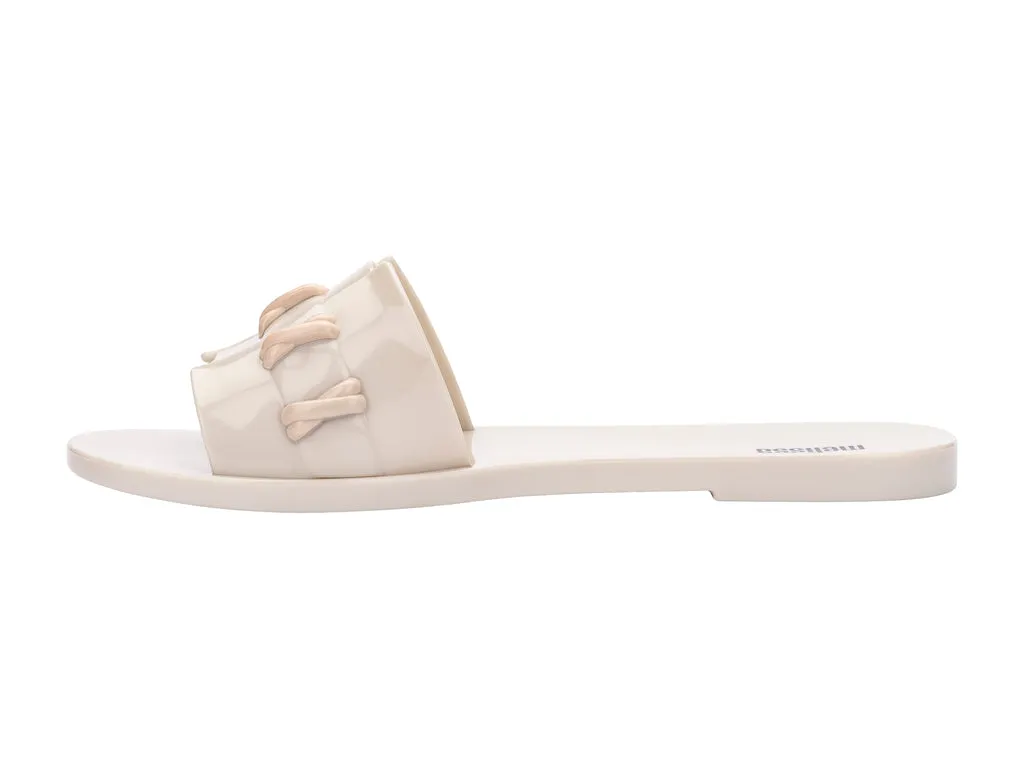 Melissa Ana AD Flat Beige Flip Flop Slides For Women