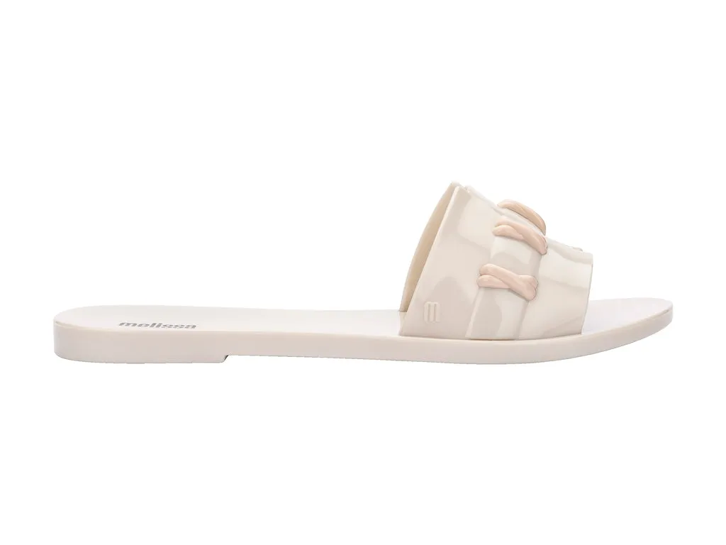 Melissa Ana AD Flat Beige Flip Flop Slides For Women