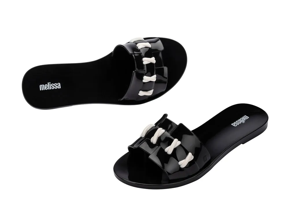 Melissa Ana AD Flat Black Flip Flop Slides For Women