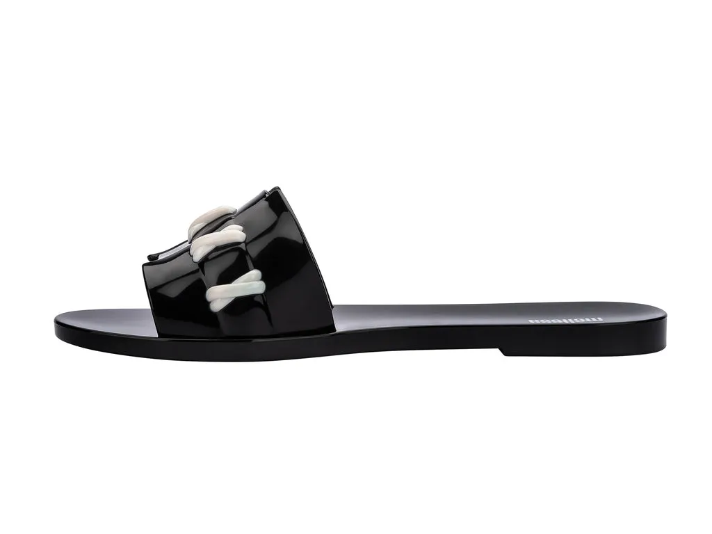 Melissa Ana AD Flat Black Flip Flop Slides For Women