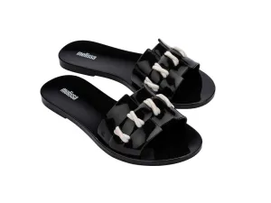 Melissa Ana AD Flat Black Flip Flop Slides For Women