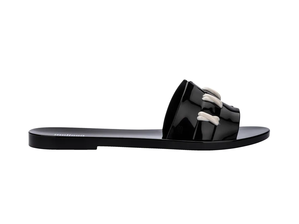 Melissa Ana AD Flat Black Flip Flop Slides For Women