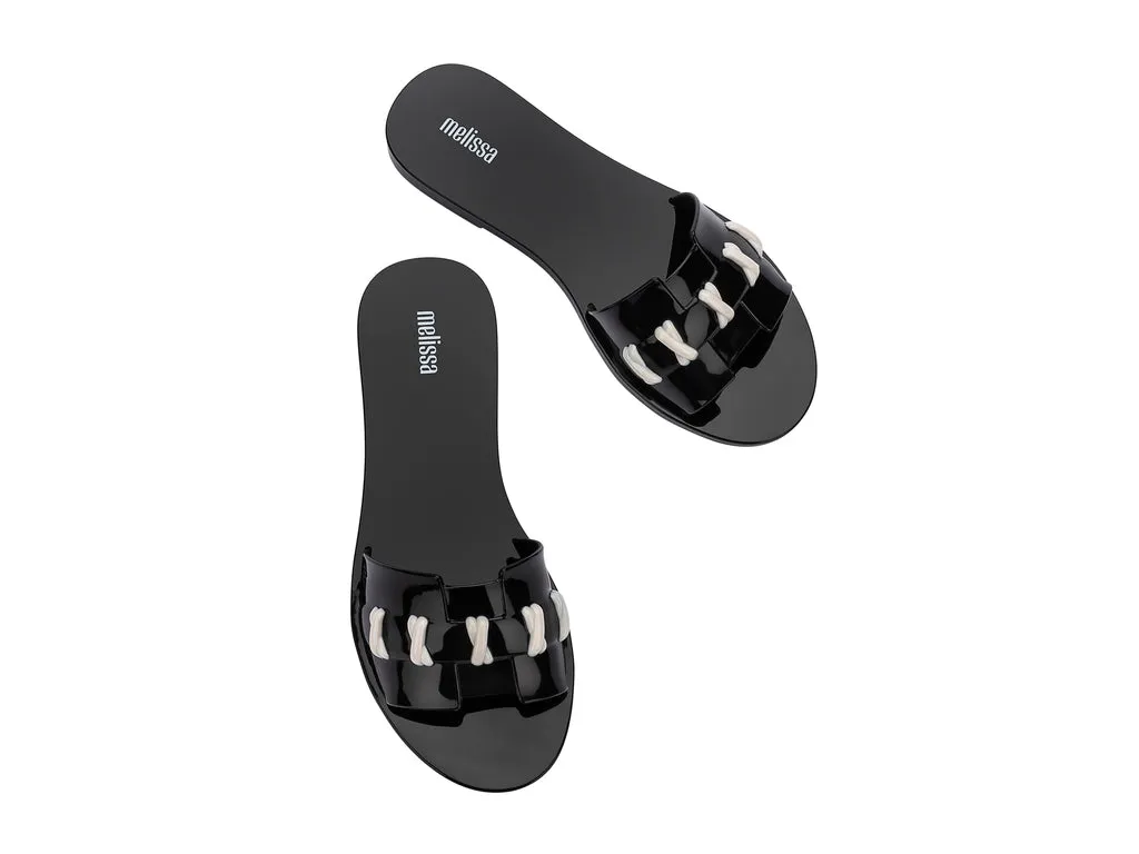 Melissa Ana AD Flat Black Flip Flop Slides For Women