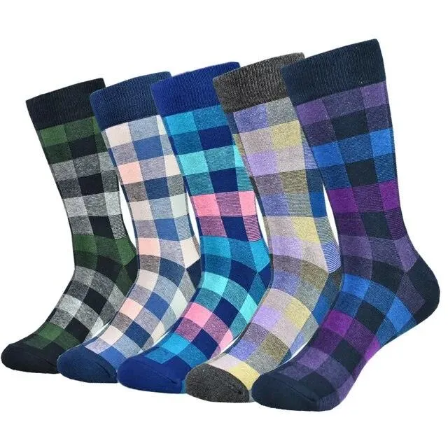 Men's Cotton Argyle Pattern Crew Socks 5 Pack