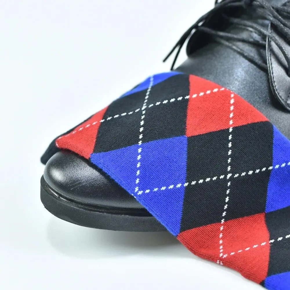 Men's Cotton Argyle Pattern Crew Socks 5 Pack