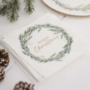 Merry Christmas Paper Party Napkins x 16