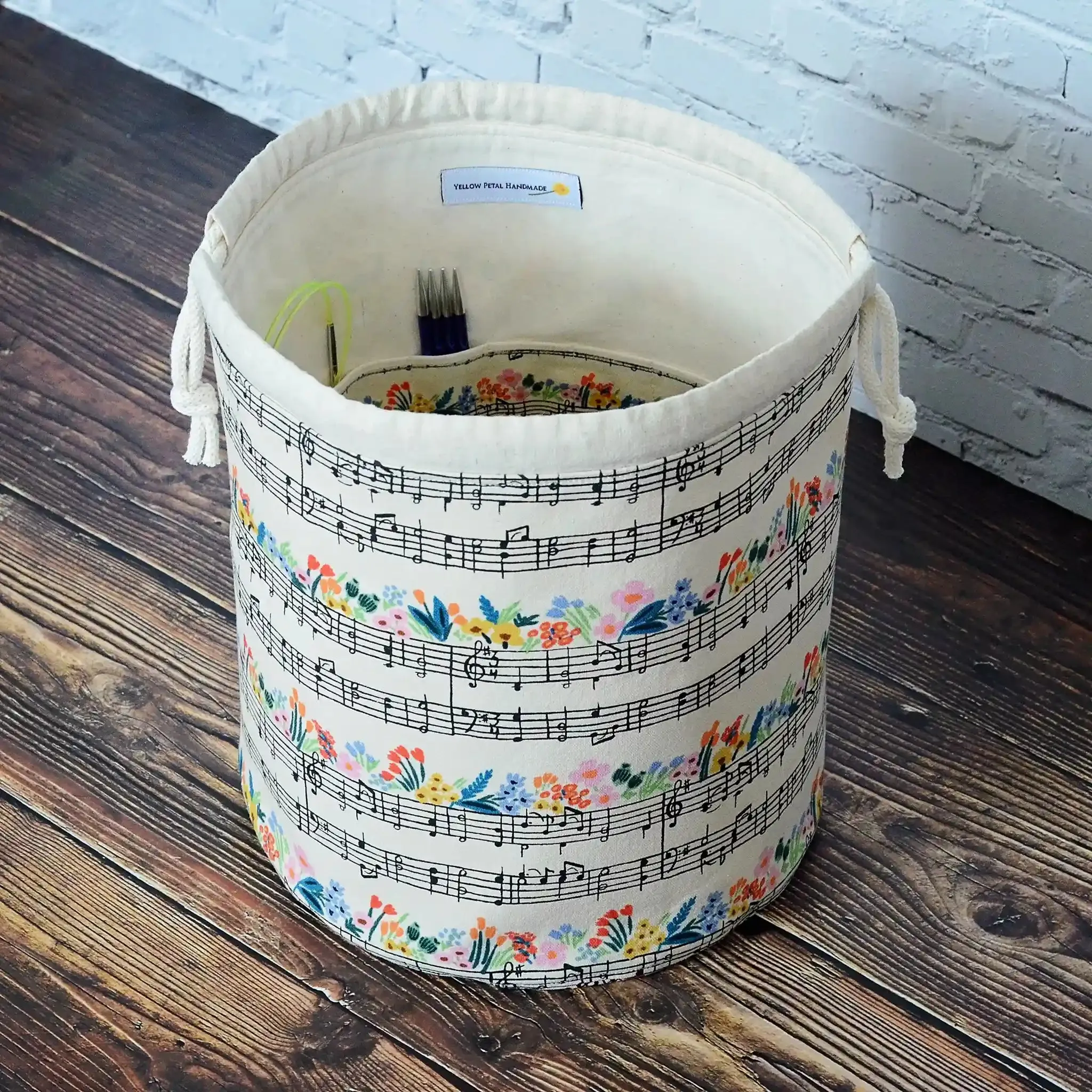 Music Themed Canvas Bucket Bag