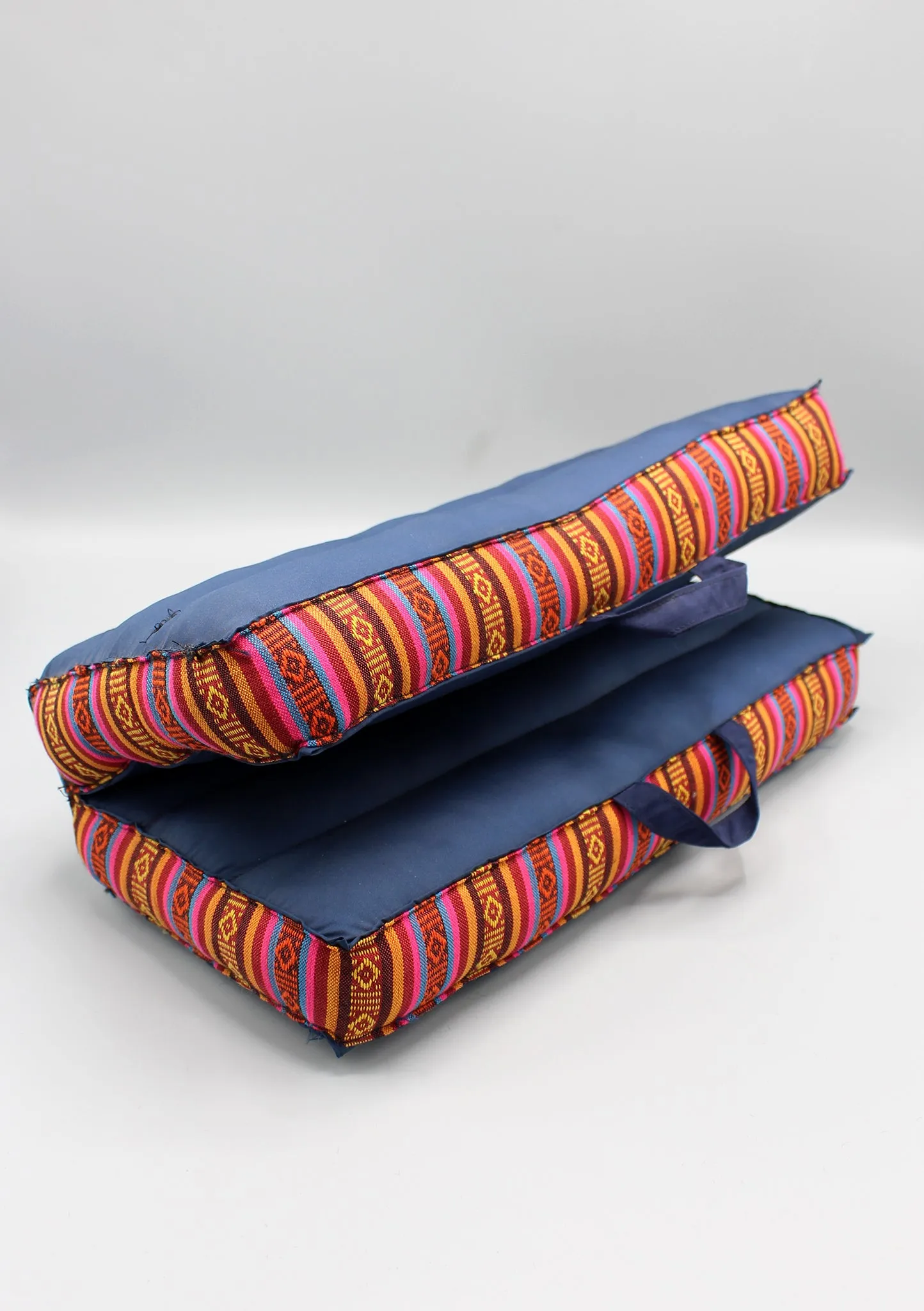 Navy Blue Foldable Large Mediation Cushion Gheri Border