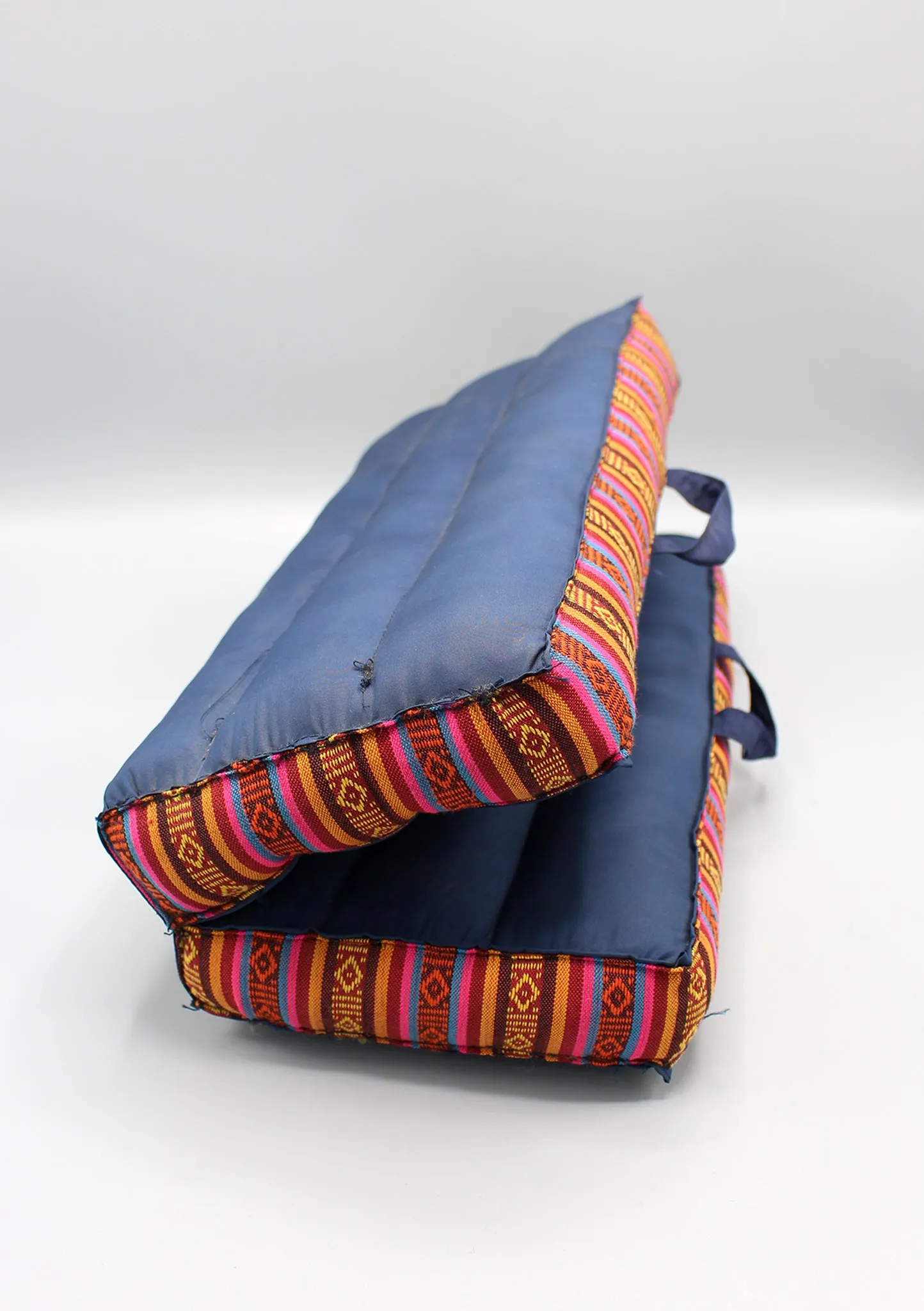 Navy Blue Foldable Large Mediation Cushion Gheri Border