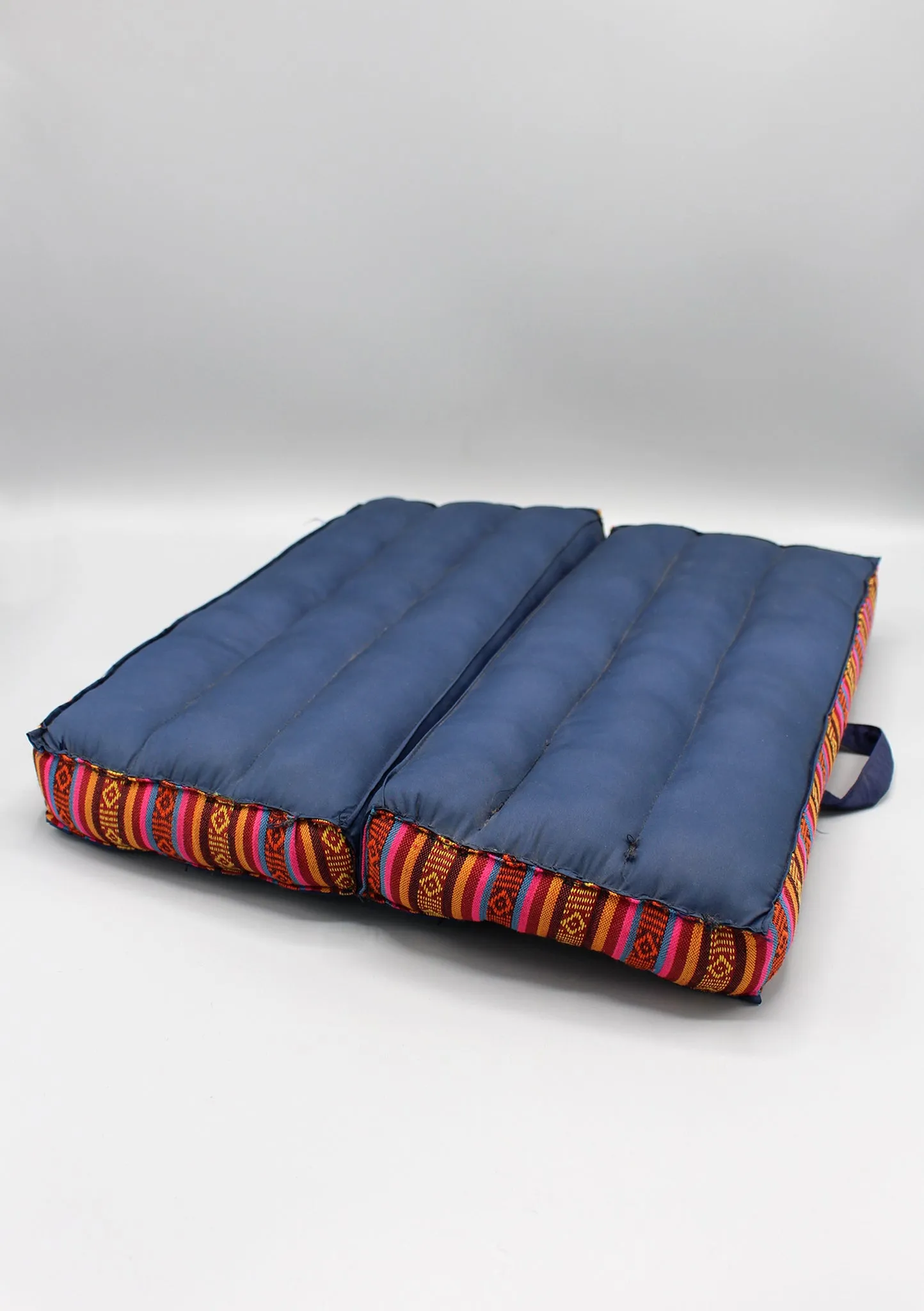 Navy Blue Foldable Large Mediation Cushion Gheri Border