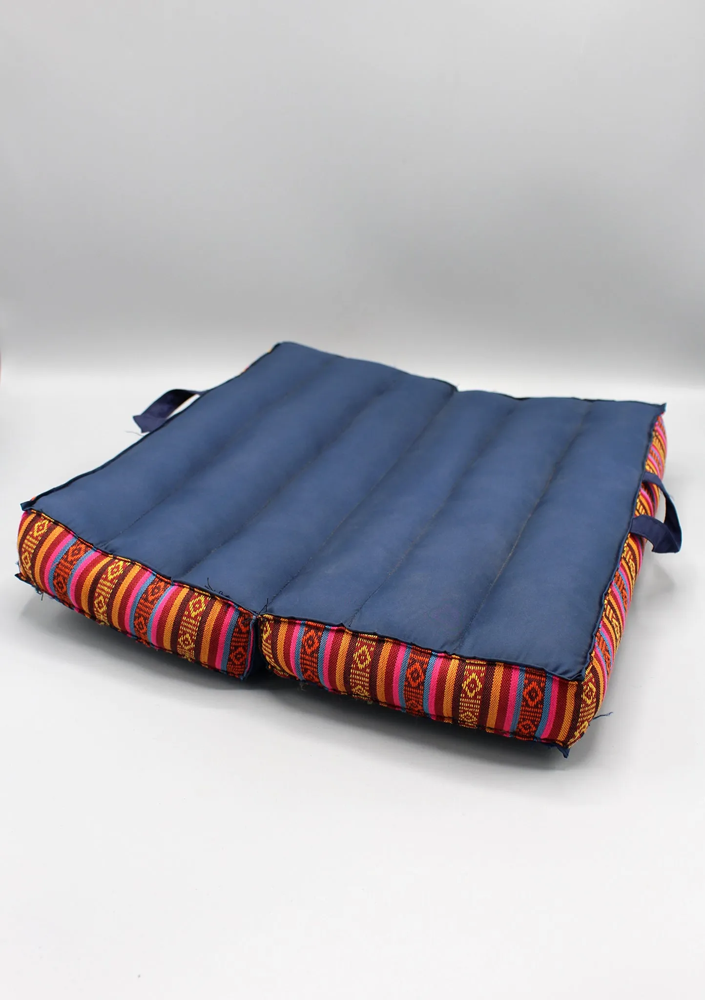 Navy Blue Foldable Large Mediation Cushion Gheri Border