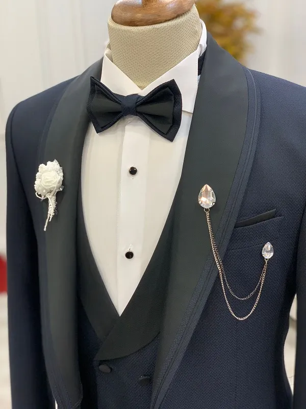 Navy Blue Slim Fit Groom Tuxedo for Men by GentWith.com