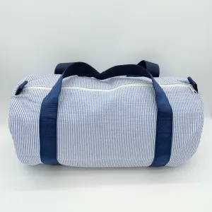 Navy Seersucker Medium Duffel Bag
