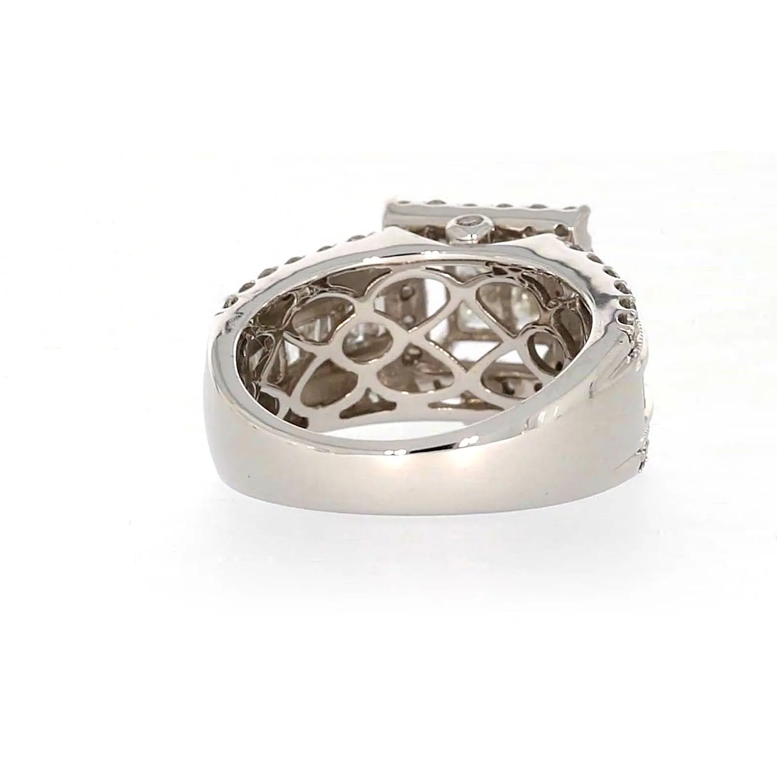 New York 14ct White Gold Princess & Baguette & Round Brilliant Cut 2 CARAT tw of Diamonds Ring