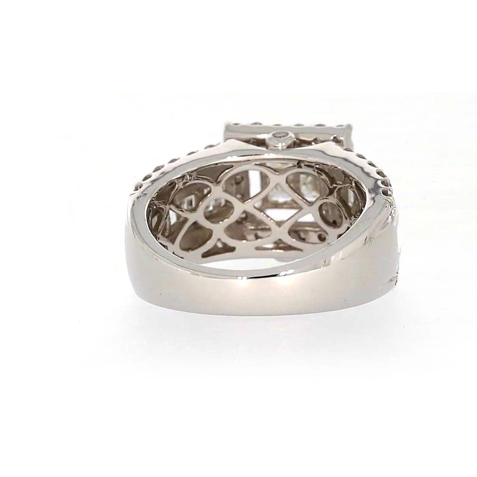 New York 14ct White Gold Princess & Baguette & Round Brilliant Cut 2 CARAT tw of Diamonds Ring