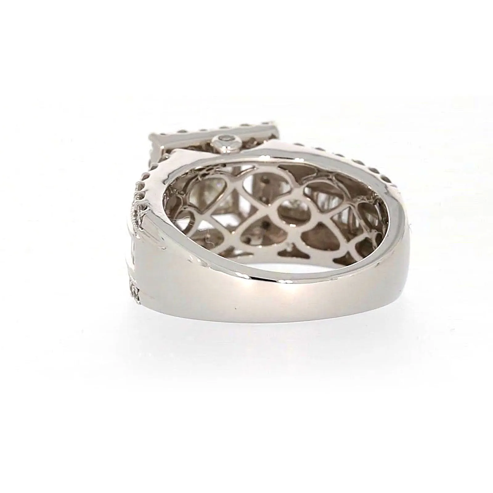 New York 14ct White Gold Princess & Baguette & Round Brilliant Cut 2 CARAT tw of Diamonds Ring