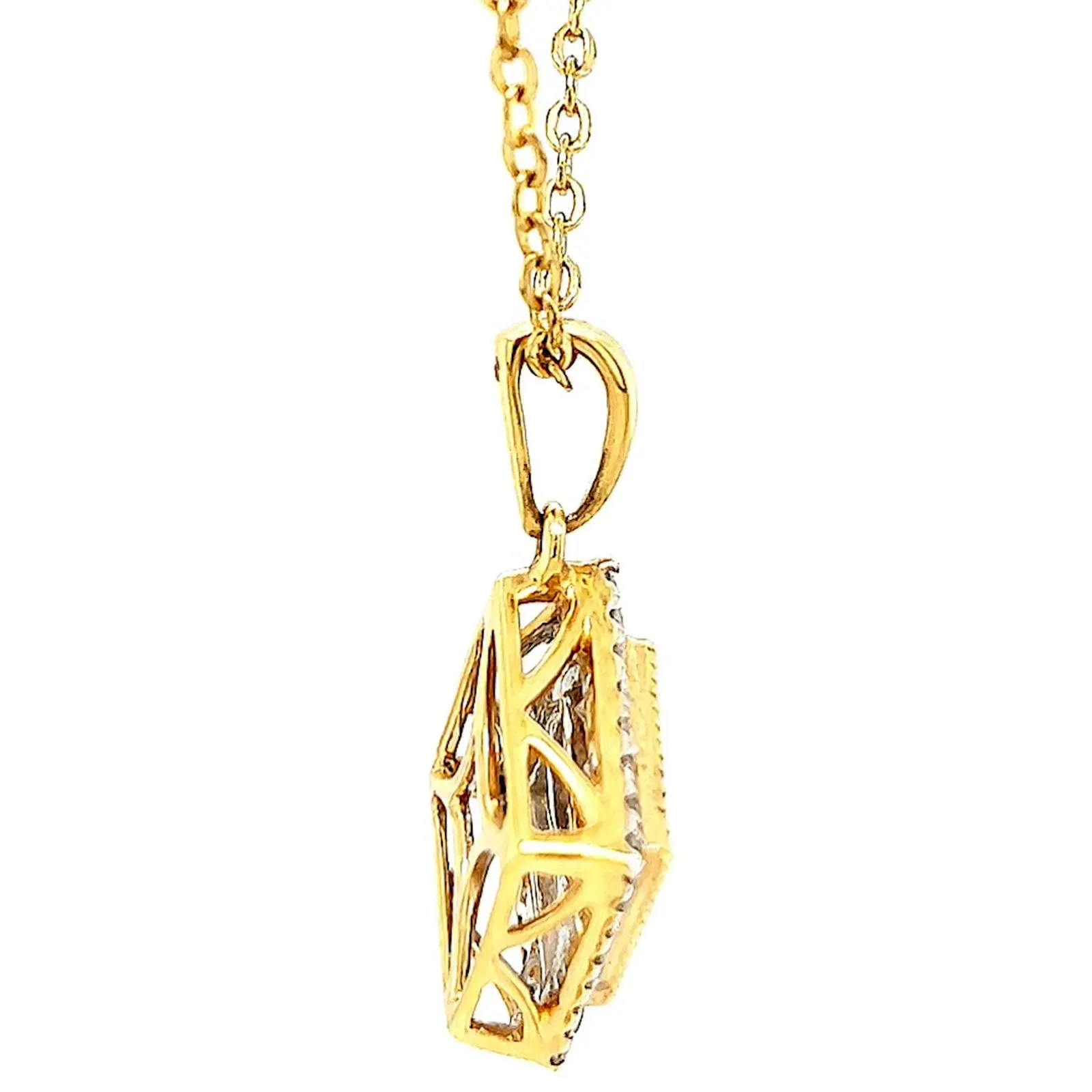 New York 14ct Yellow Gold Princess & Round Brilliant Cut 3/4 CARAT tw of Diamonds Pendant