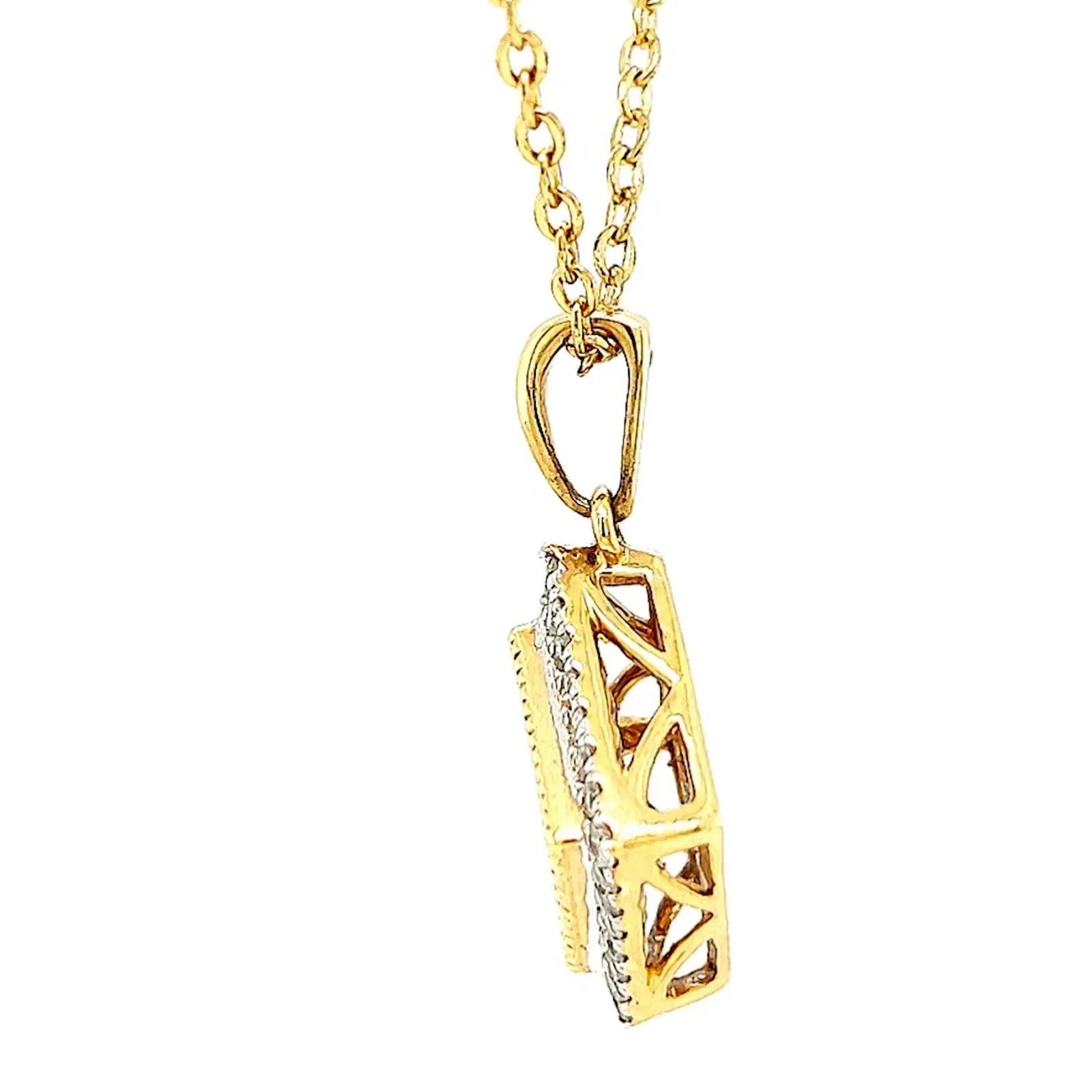 New York 14ct Yellow Gold Princess & Round Brilliant Cut 3/4 CARAT tw of Diamonds Pendant