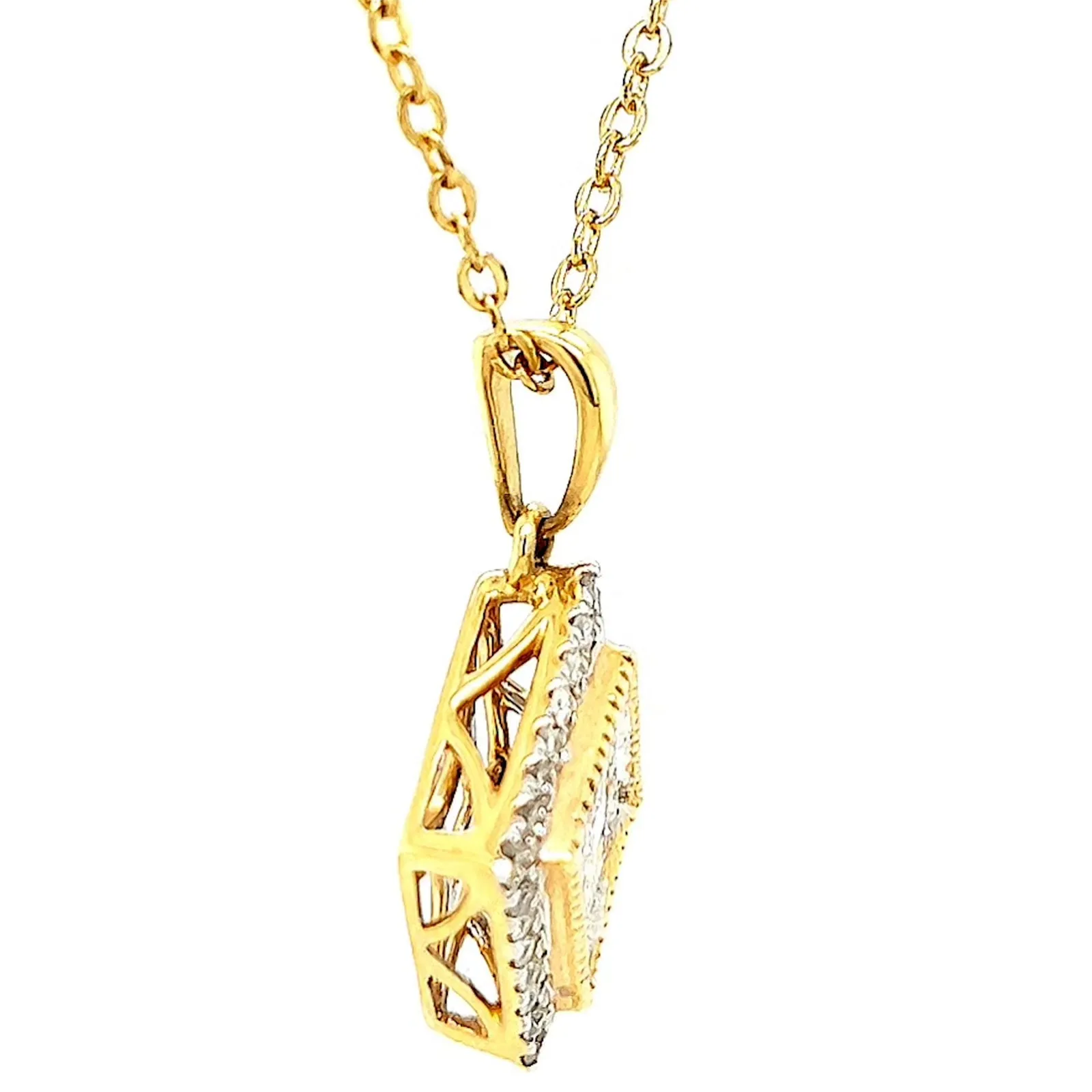 New York 14ct Yellow Gold Princess & Round Brilliant Cut 3/4 CARAT tw of Diamonds Pendant