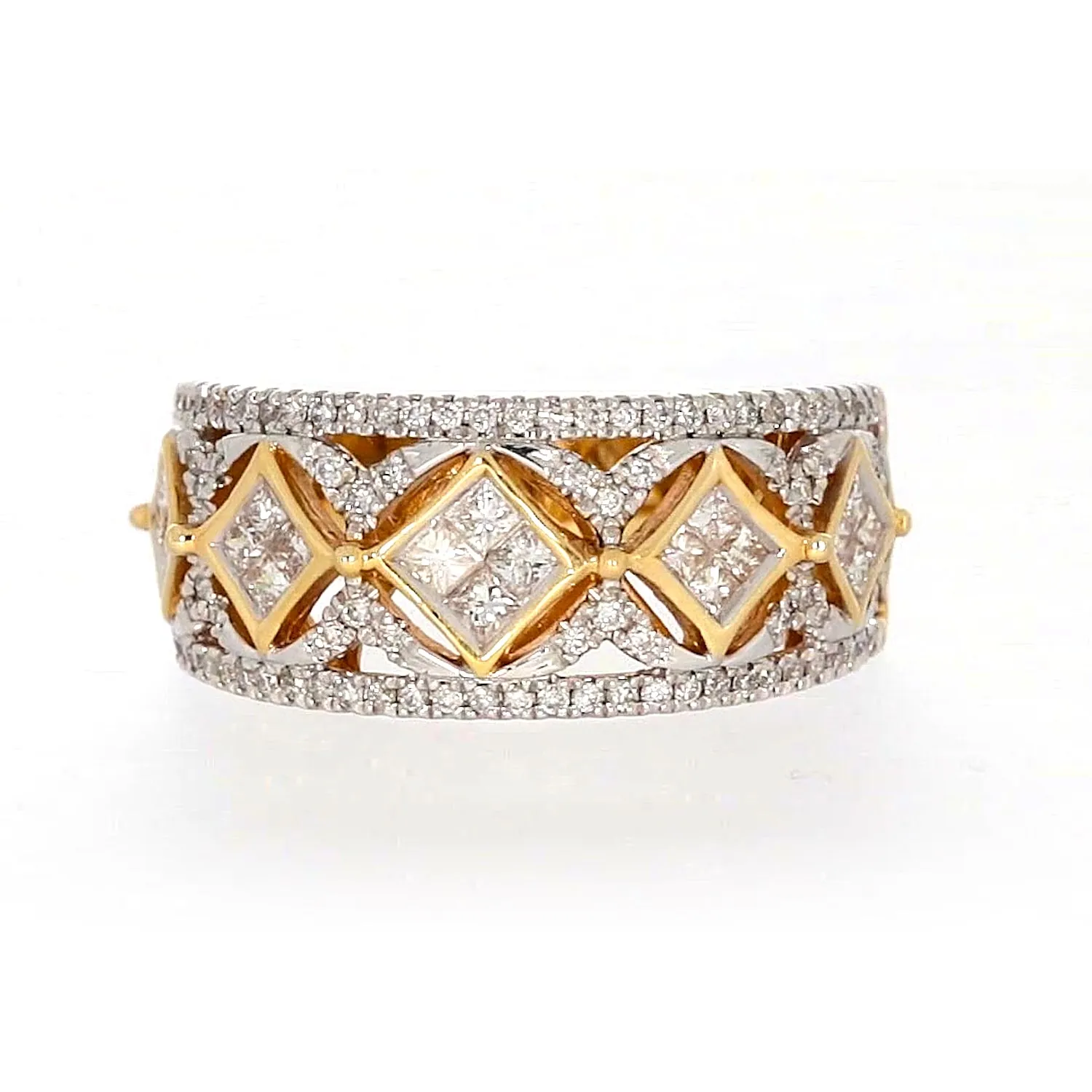 New York 14ct Yellow Gold Princess Cut with 3/4 CARAT tw of Diamonds Ring