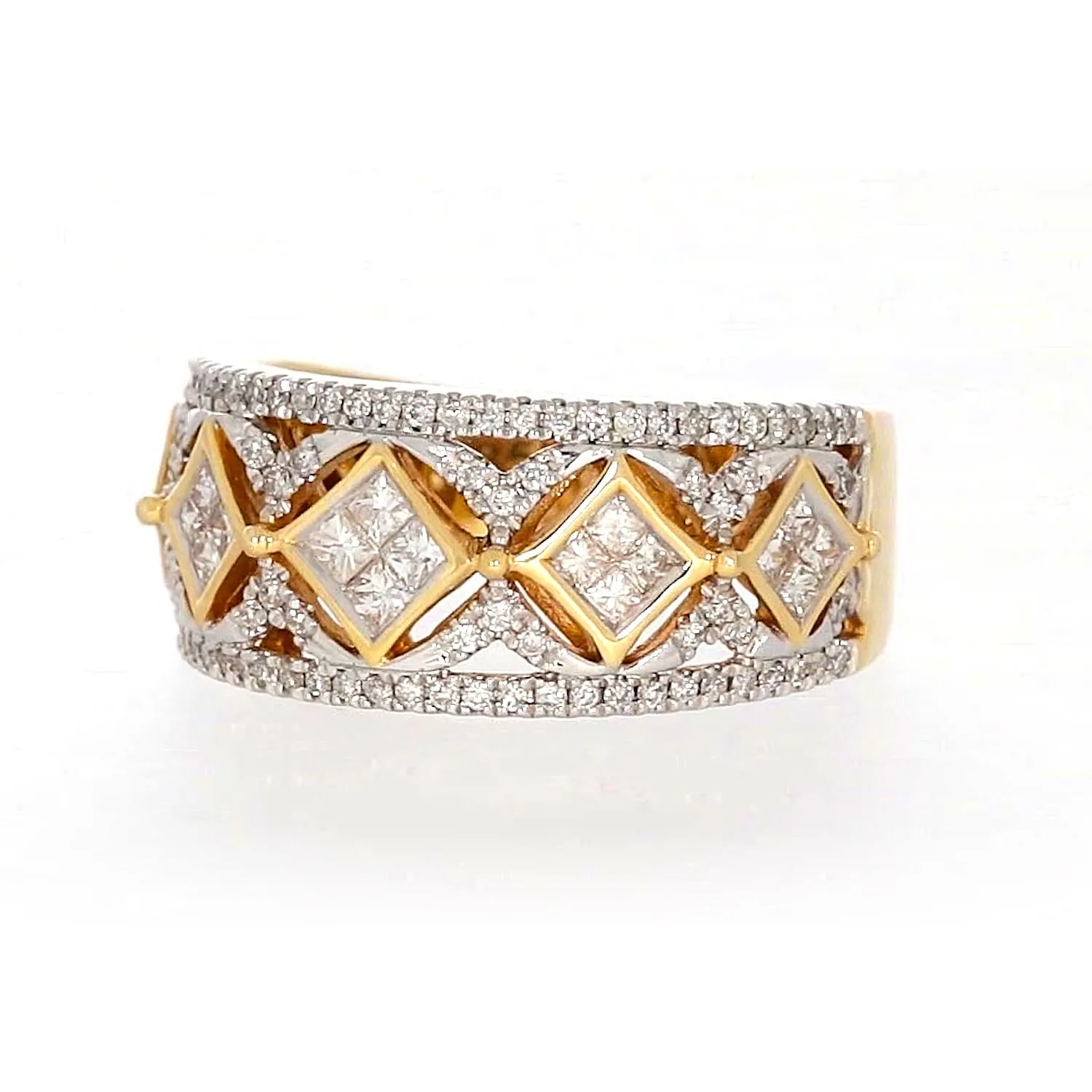 New York 14ct Yellow Gold Princess Cut with 3/4 CARAT tw of Diamonds Ring
