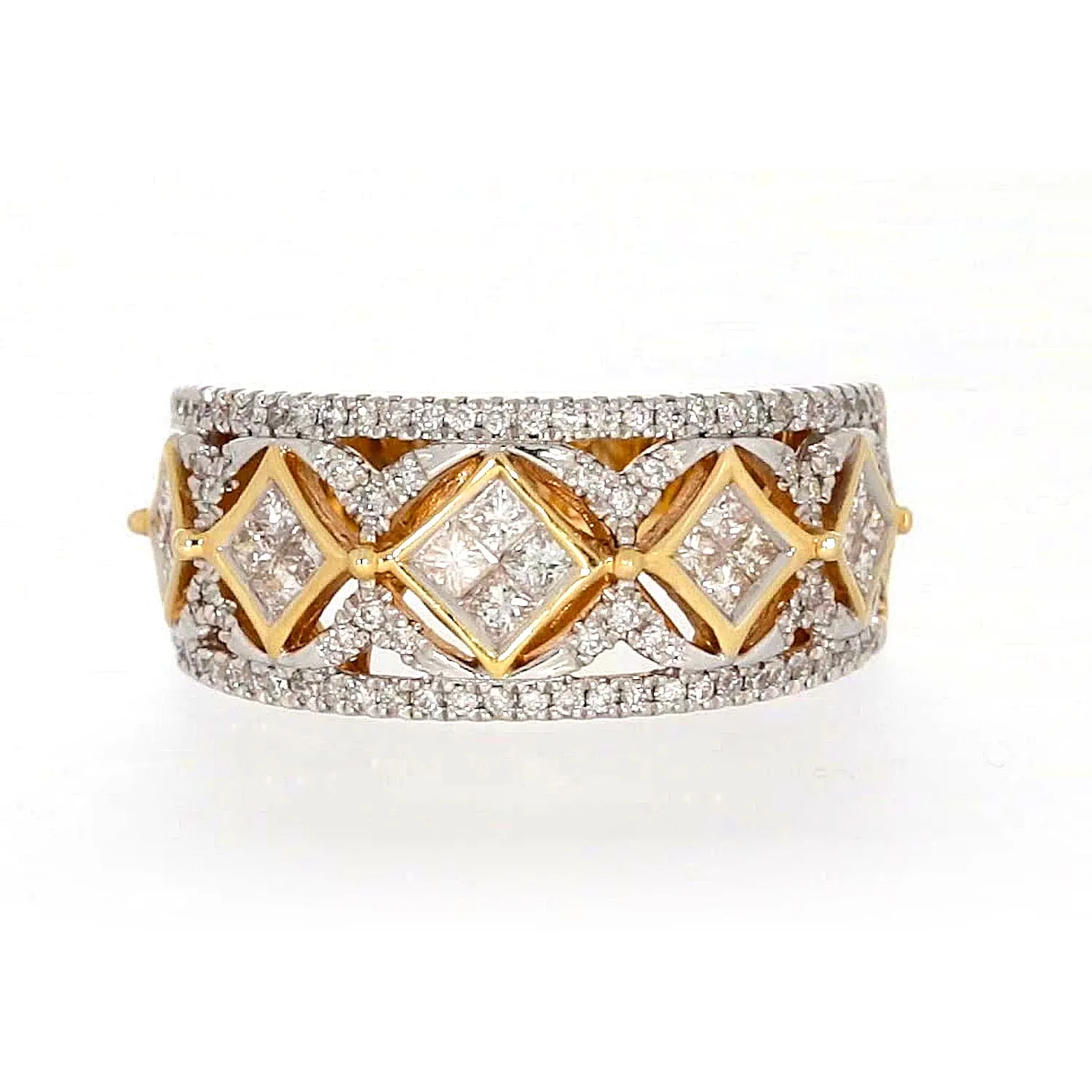New York 14ct Yellow Gold Princess Cut with 3/4 CARAT tw of Diamonds Ring