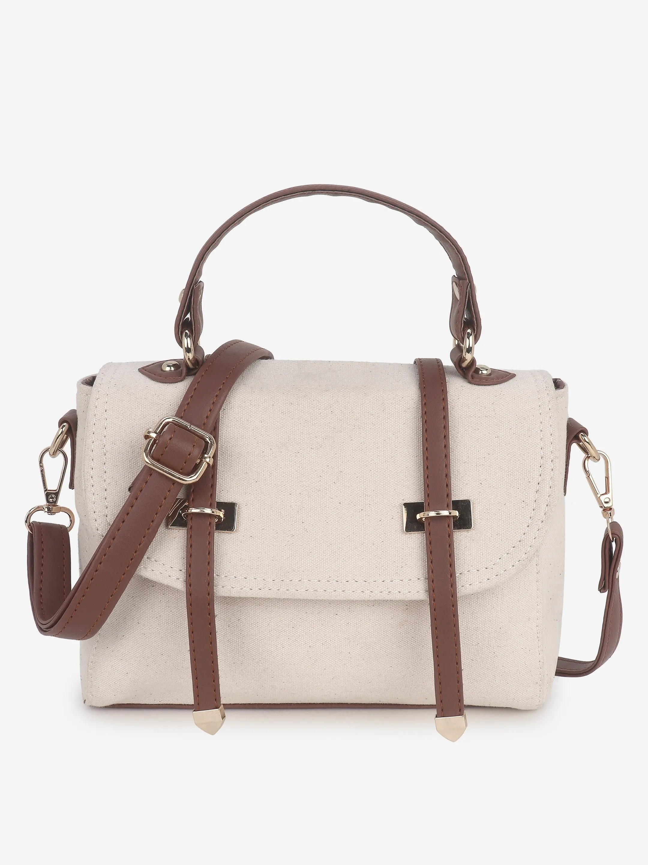 Off White-Tan Satchel Handbag