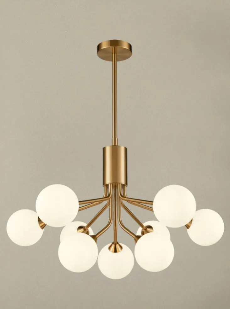 Opaque Globe 9 Ball Light - Brushed Brass