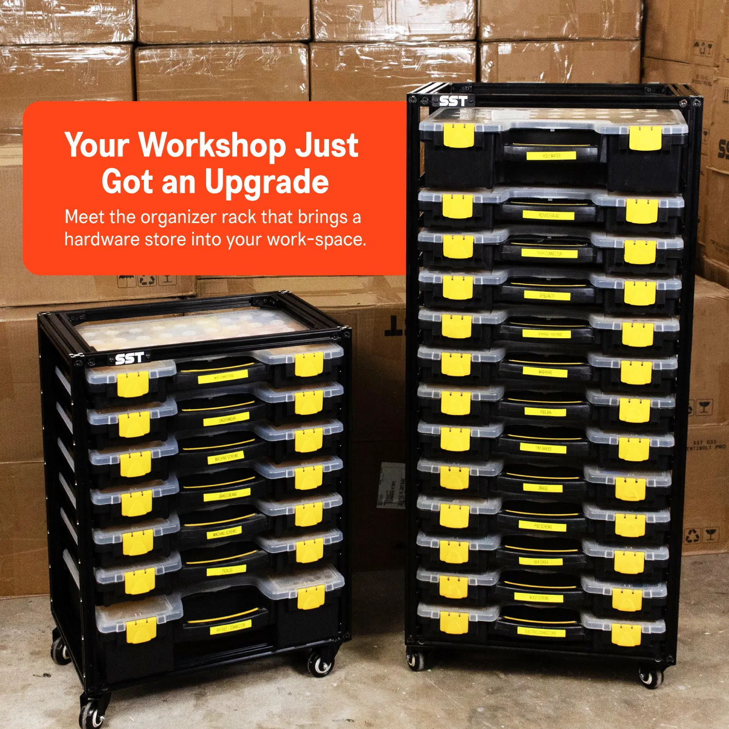 Parts Bin Organizer Rack