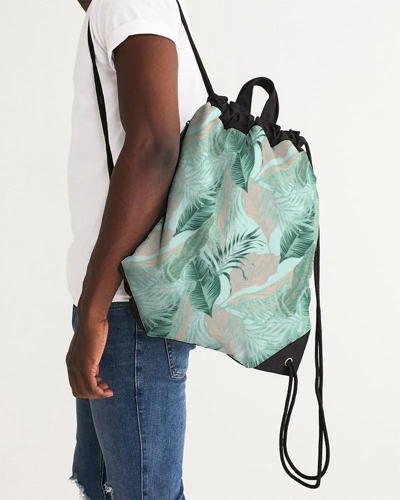 Pastel Foliage Canvas Drawstring Bag