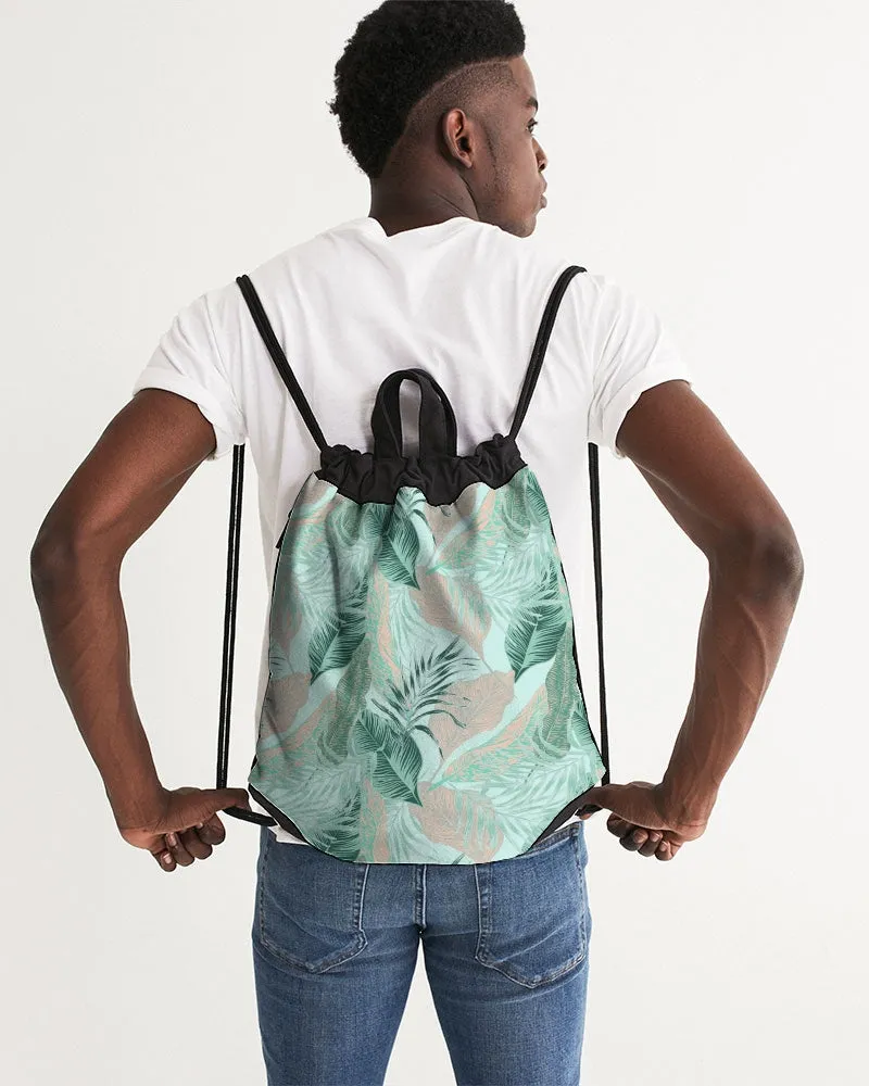 Pastel Foliage Canvas Drawstring Bag