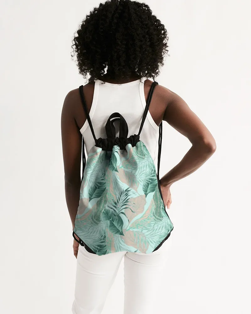 Pastel Foliage Canvas Drawstring Bag