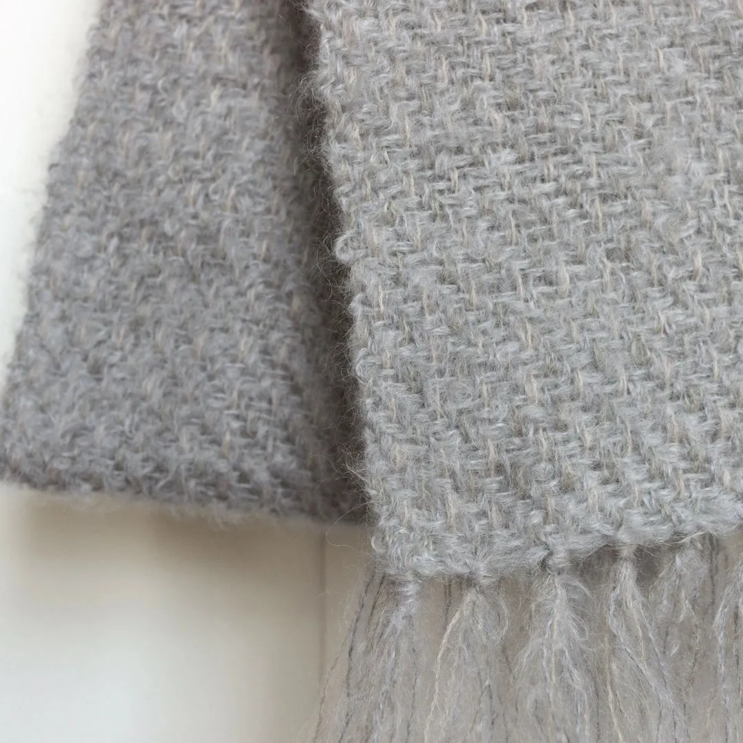 Pebble Gray Handwoven Mohair Scarf