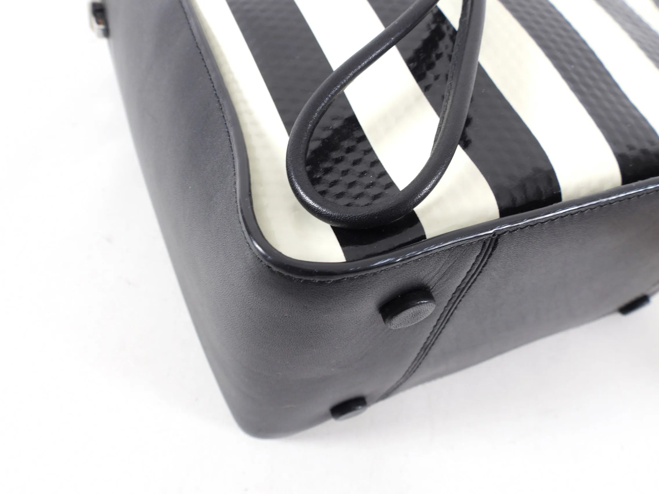 Philip Lim Black and Ivory Striped Small Drawstring Soleil Bag