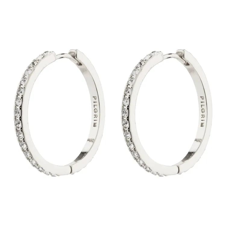 Pilgrim EBNA maxi crystal hoops silver-plated