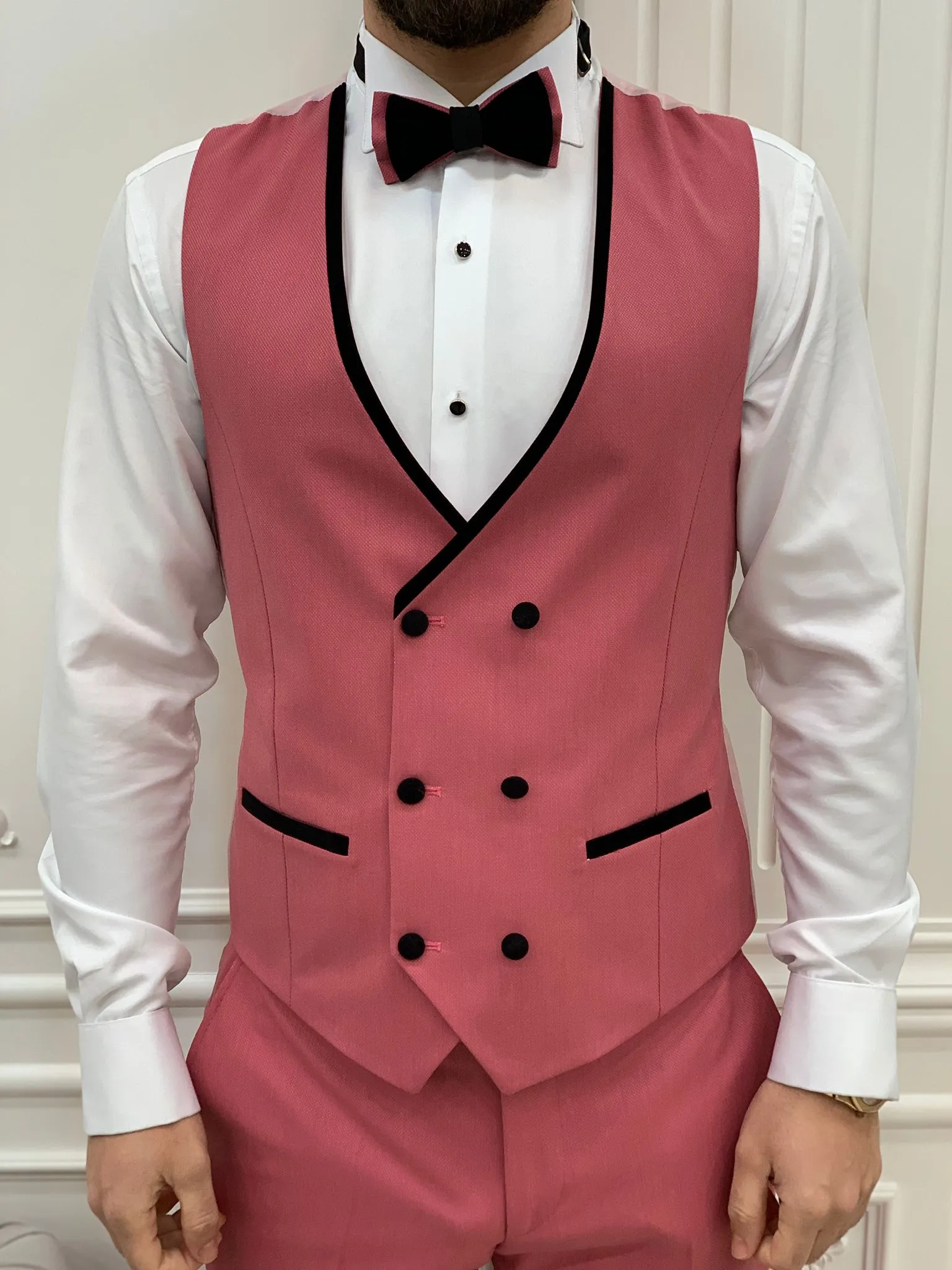 Pink Slim Fit Groom Wedding Tuxedo Suit for Men | GentWith