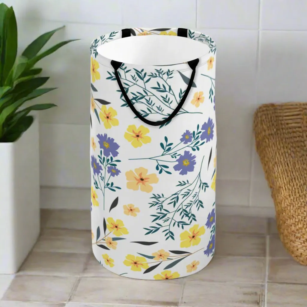 Purple & Yellow Floral Foldable laundry Basket