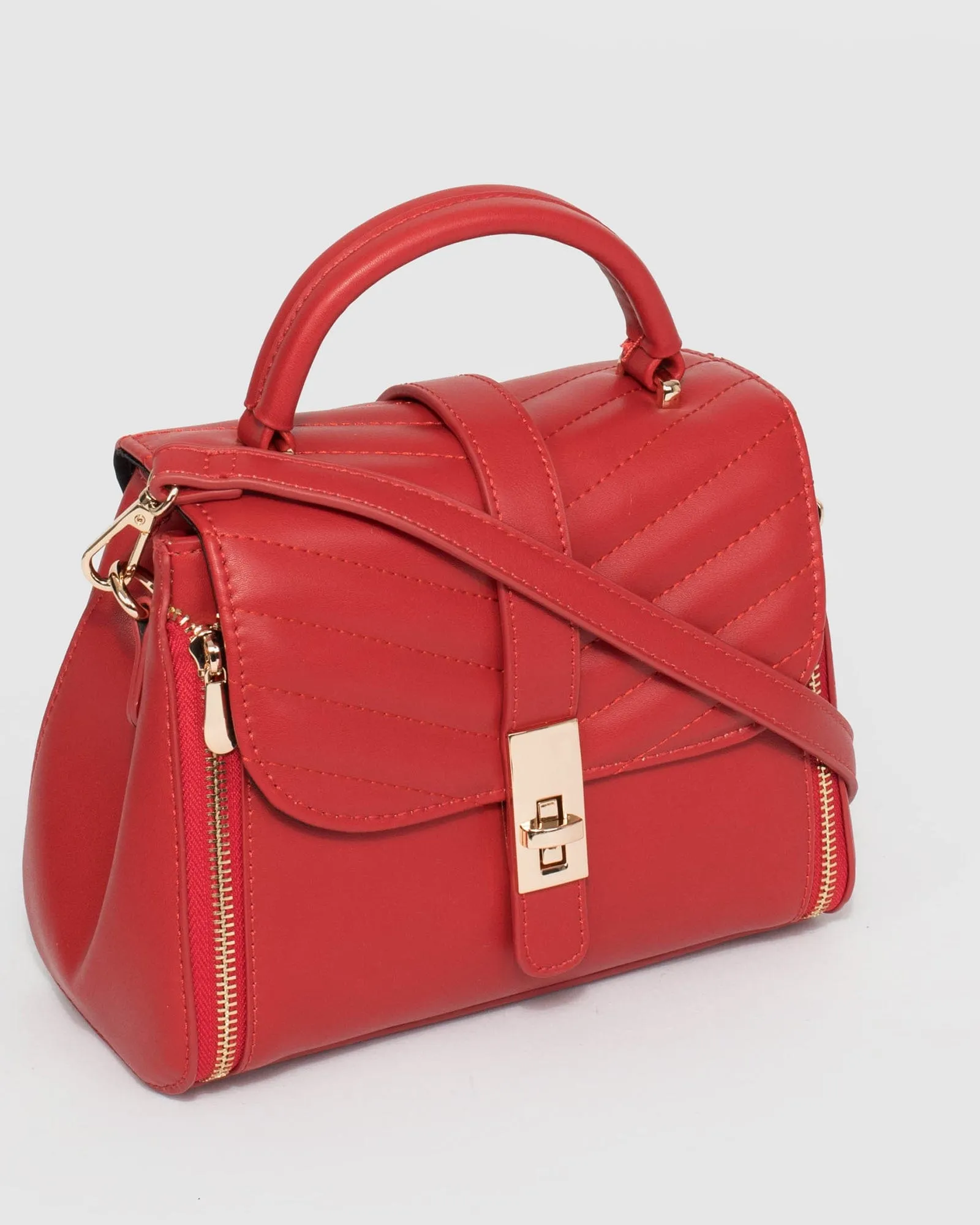 Red Alix Lock Top Handle Bag