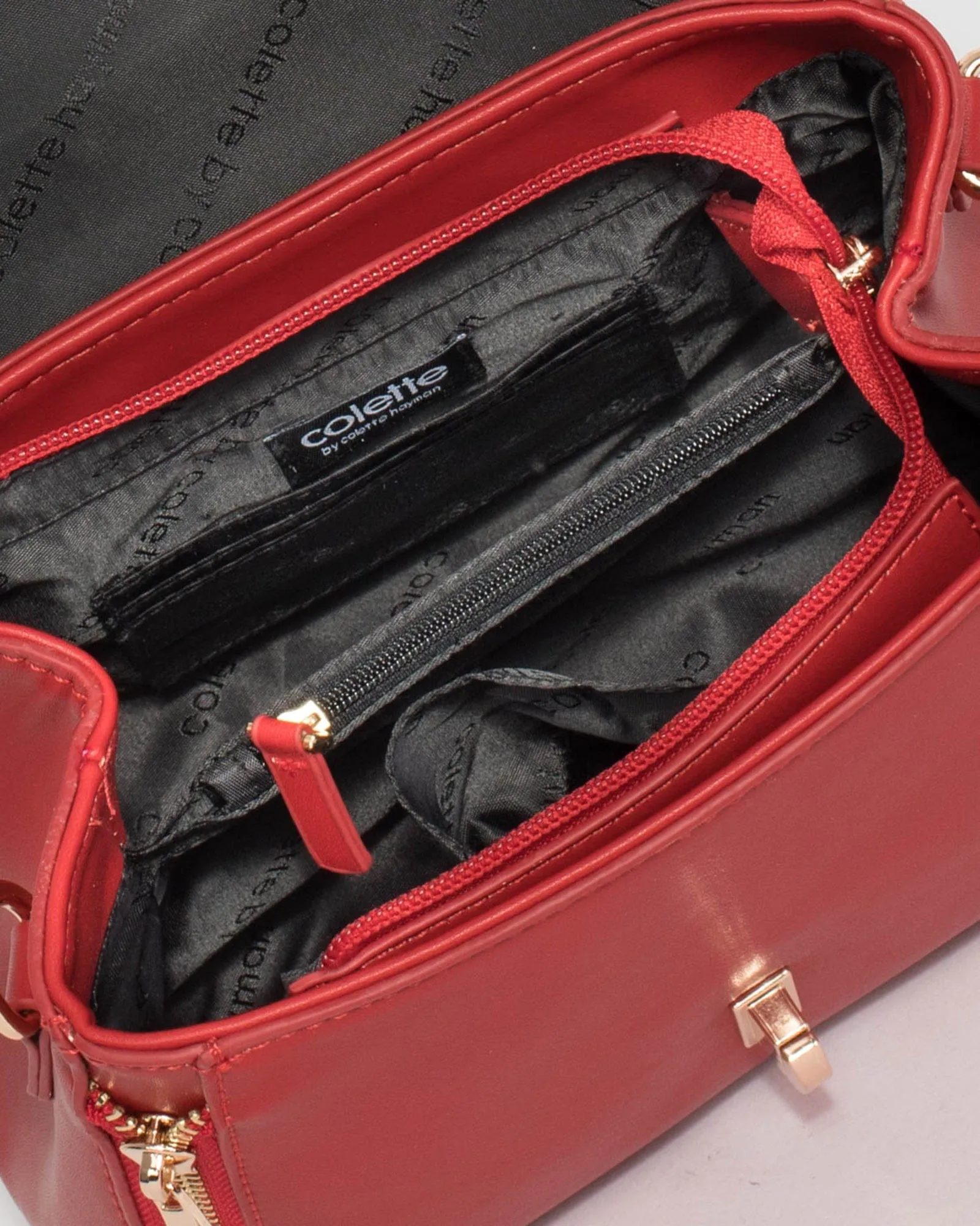 Red Alix Lock Top Handle Bag