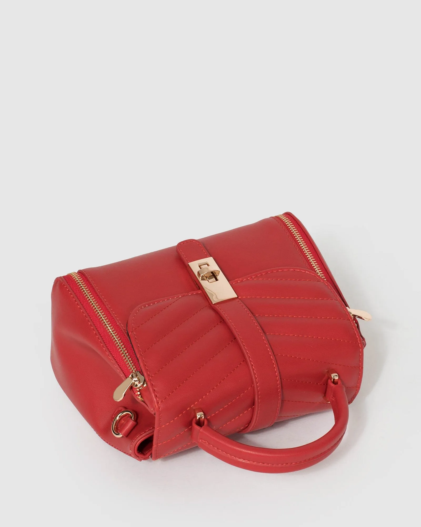 Red Alix Lock Top Handle Bag