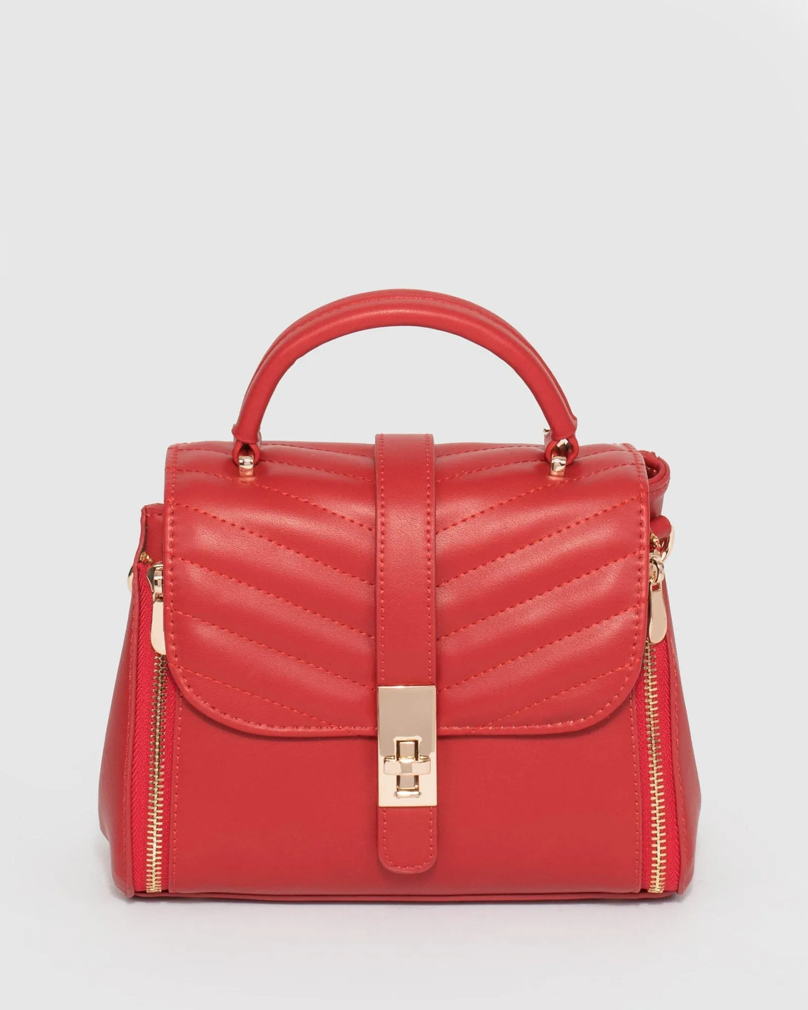 Red Alix Lock Top Handle Bag