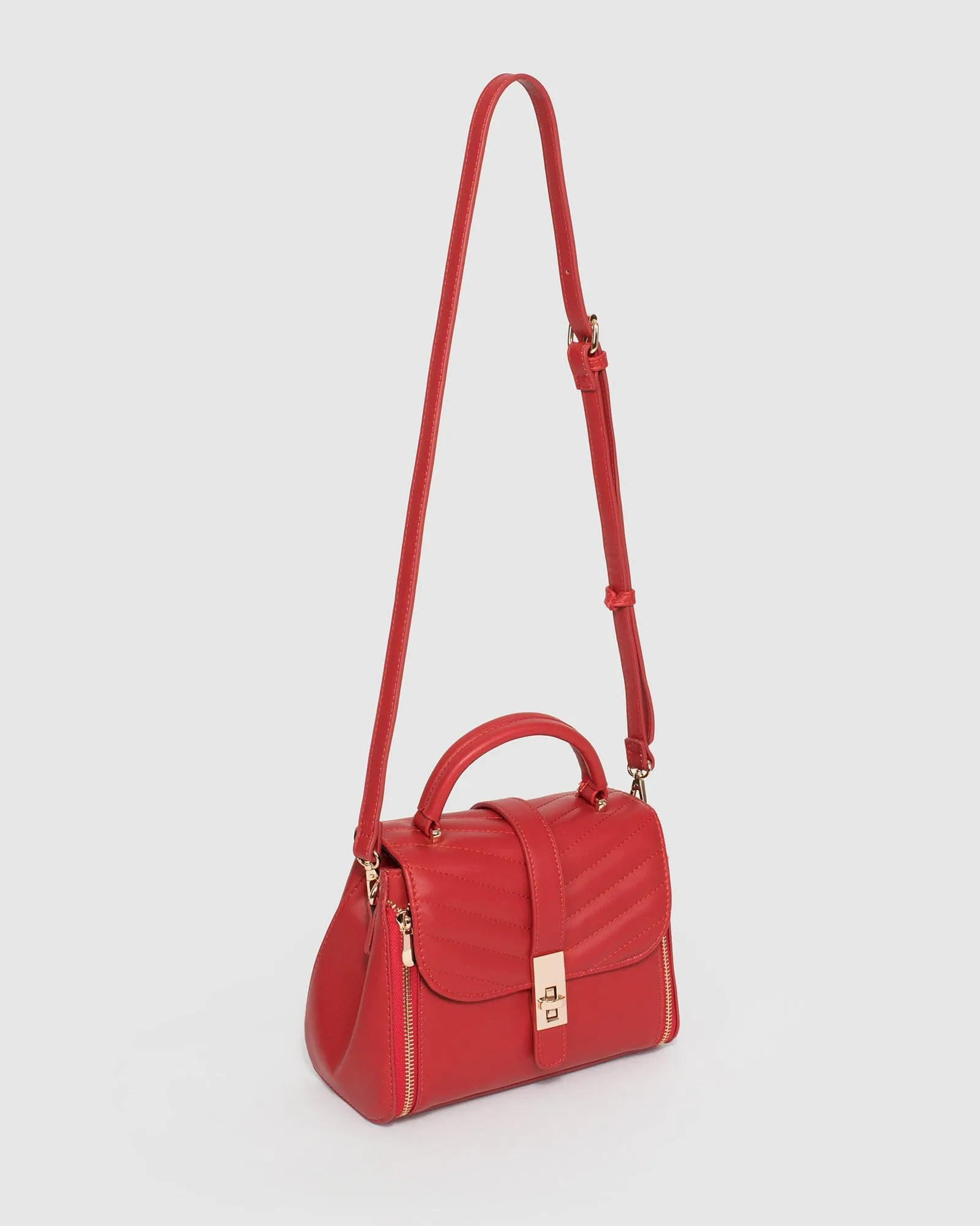 Red Alix Lock Top Handle Bag