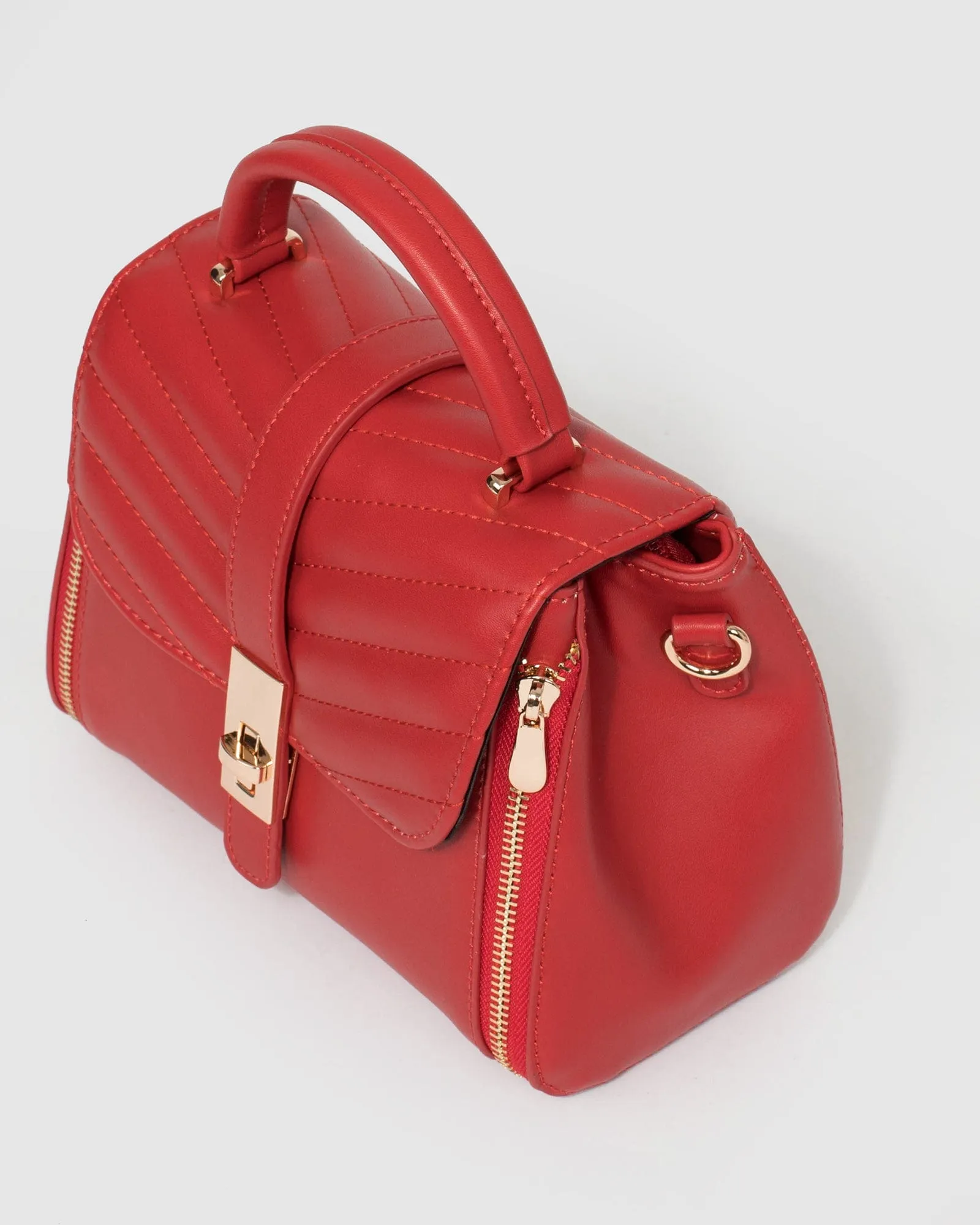 Red Alix Lock Top Handle Bag