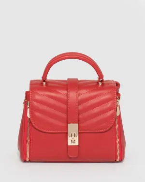 Red Alix Lock Top Handle Bag
