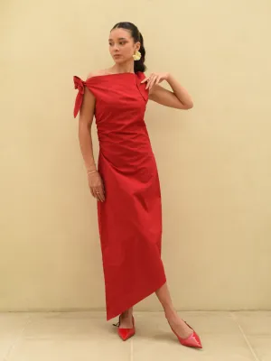 Red Linen Striking Cherry Tango Linen Dress